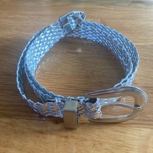 38” Skinny Braided Silver Waist Belt